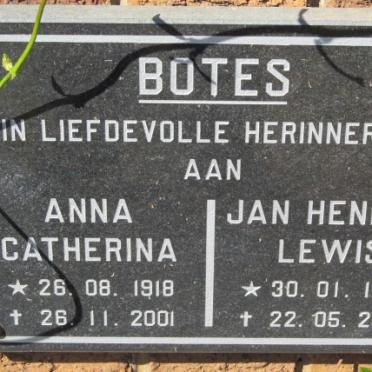 BOTES Jan Hendrik Lewis 1916-2003 &amp; Anna Catherina 1918-2001