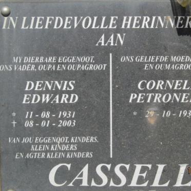 CASSELL Dennis Edward 1931-2003 &amp; Cornelia Petronella 1938-