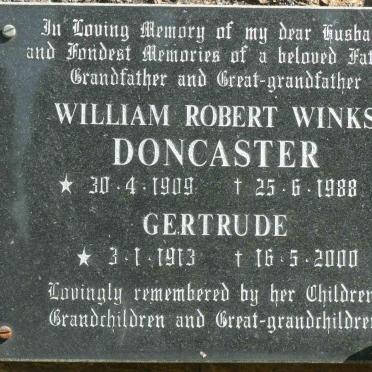 DONCASTER William Robert Winks 1909-1988 &amp; Gertrude 1913-2000