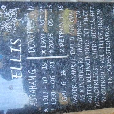 ELLIS Abraham G. 1911-1991 &amp; Dorothea J.W. 1920-2005