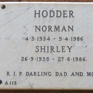 HODDER Norman 1934-1986 &amp; Shirley 1935-1986