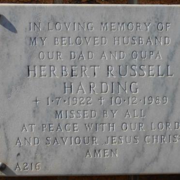 HARDING Herbert Russell 1922-1989