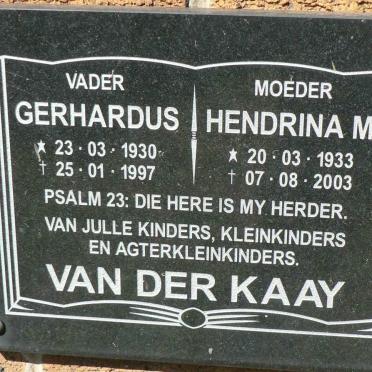 KAAY Gerhardus, van der 1930-1997 &amp; Hendrina M. 1933-2003