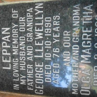 LEPPAN George Llewellyn -1990 &amp; Olga Magretha -1996