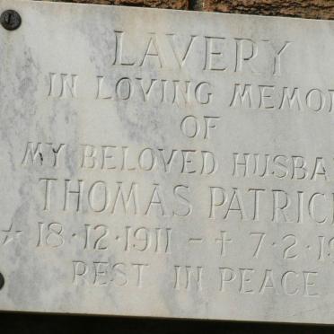 LAVERY Thomas Patrick 1911-1987