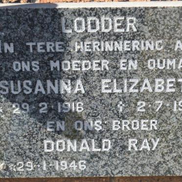 LODDER Susanna Elizabeth 1916-1995 :: LODDER Donald Ray 1946-