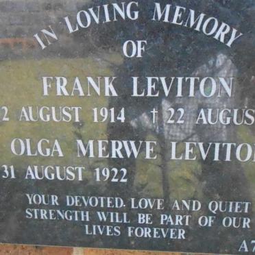 LEVITON Frank 1914-1996 &amp; Olga Merwe 1922-