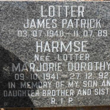 LOTTER James Patrick 1940-1989 :: HARMSE Marjorie Dorothy nee LOTTER 1941-1992