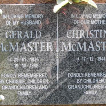 McMASTER Gerald 1936-1998 &amp; Christina 1941-