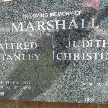 MARSHALL Alfred Stanley 1927-1998 &amp; Judith Christina 1927-
