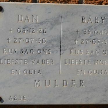 MULDER Dan 1926-1990 &amp; Baby 1921-1990