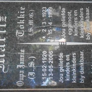 MARITZ J.S. 1920-2006 &amp; S.M.G. 1923-1999