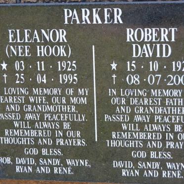 PARKER Robert David 1923-2002 &amp; Eleanor HOOK 1925-1995