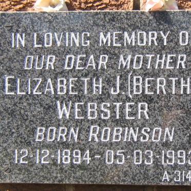 WEBSTER Elizabeth J. nee ROBINSON 1894-1993