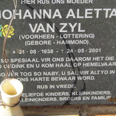 ZYL Johanna Aletta, van voorheen LOTTERING nee HAMMOND 1938-2001