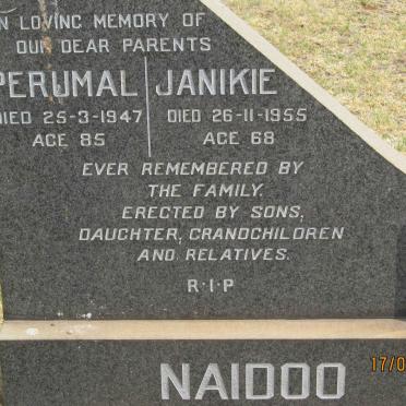 NAIDOO Perumal -1947 &amp; Janikie -1955