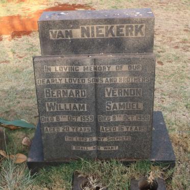 NIEKERK Bernard William, van -1959 :: NIEKERK Vernon Samuel, van -1959