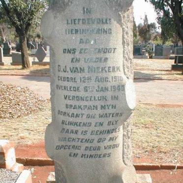 NIEKERK D.J., van 1910-1940