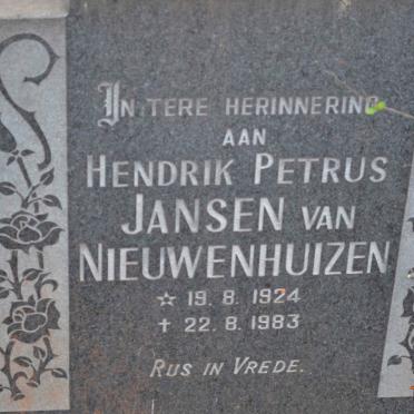 NIEUWENHUIZEN Hendrik Petrus, Jansen van 1924-1983