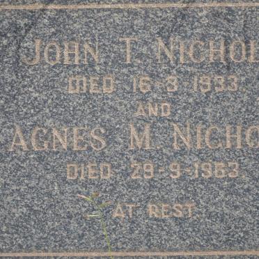 NICHOLS John T. -1933 &amp; Agnes M. -1963