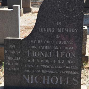 NICHOLLS Lionel Leon 1908-1973 &amp; Johanna Cornelia 1913-1981