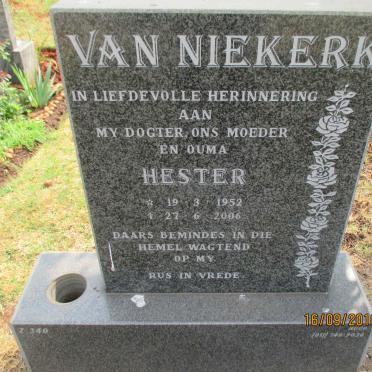 NIEKERK Hester, van 1952-2006
