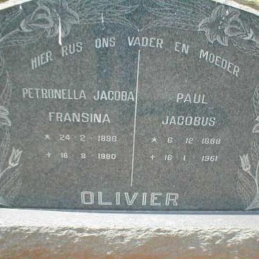 OLIVIER Paul Jacobus 1888-1961 &amp; Petronella Jacoba Fransina 1896-1980
