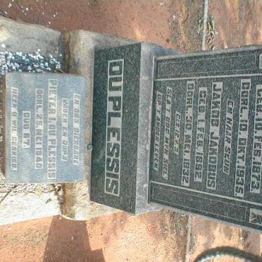 PLESSIS Pieter I., du  -1940 &amp; Susanna Magdalena 1873-1935 :: DU PLESSIS Jakob Jakobus 1892-1932