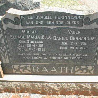 RAATH Daniël Gerhardus 1891-1975 &amp; Elsabé Maria STOFBERG 1891-1961