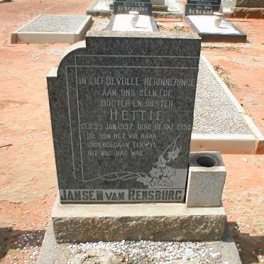 RENSBURG Hettie, Jansen van 1937-1953