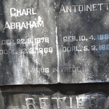 RETIEF Charl Abraham 1878-1969 &amp; Antoinette 1889-1968