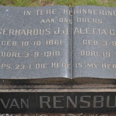 RENSBURG Gerhardus J.J., van 1861-1918 &amp; Aletta C. MULLER 1873-1959