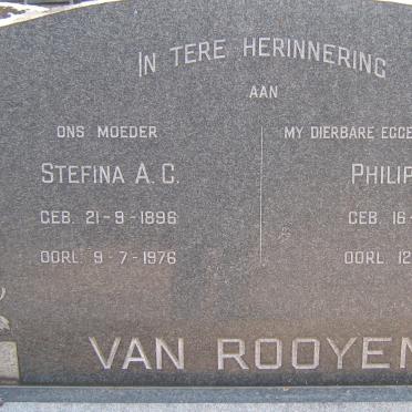 ROOYEN Philippus M., van 1893-1965 &amp; Stefina A. C. 1896-1976