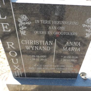 ROUX Christian Wynand, le 1920-2015 &amp; Anna Maria 1926-2000
