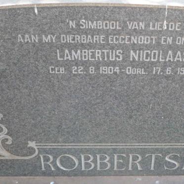 ROBBERTSE Lambertus Nicolaas 1904-1963