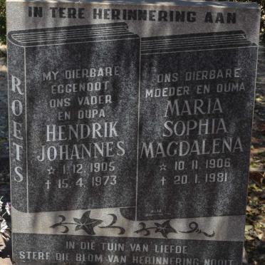 ROETS Hendrik Johannes 1905-1973 &amp; Maria Sophia Magdalena 1906-1981
