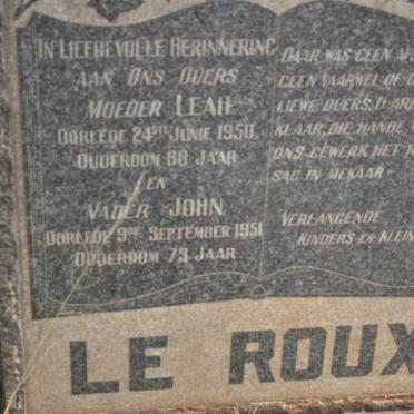 ROUX John, le -1951 &amp; Leah -1950