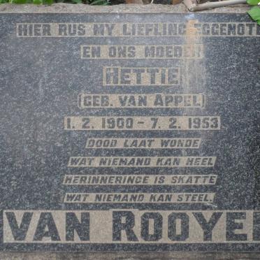 ROOYEN Hettie, van nee VAN APPEL 1900-1953