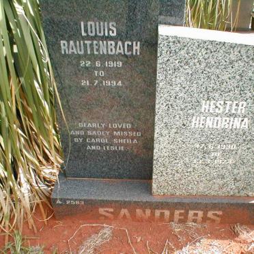 SANDERS Louis Rautenbach 1919-1994 &amp; Hester Hendrina 1930-1974