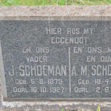 SCHOEMAN J. 1879-1927 &amp; A.M. 1885-1969
