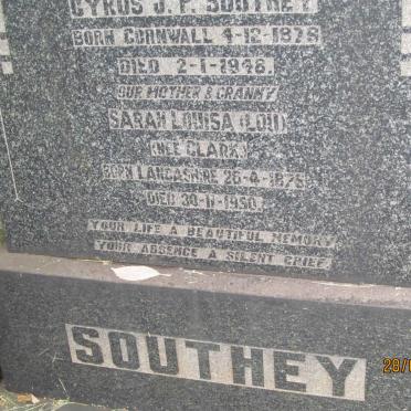 SOUTHEY Cyrus J.P. 1878-1948 &amp; Sarah Louisa CLARK 1878-1950