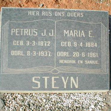 STEYN Petrus J.J. 1872-1937 &amp; Maria E. 1884-1961