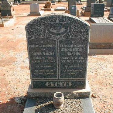 STEYN Gabriel Francois 1894-1943 &amp; Johanna Hendrika Franzina 1896-1973