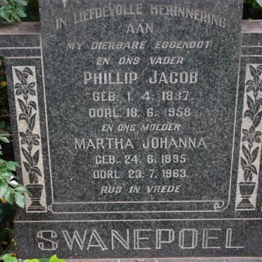 SWANEPOEL Phillip Jacob 1887-1958 &amp; Martha Johanna 1895-1963