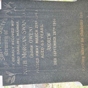 SWANSON Andrew -1958 &amp; Ruth Morgan OWEN -1943