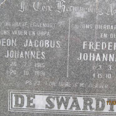 SWARDT Gideon Jacobus Johannes, de 1915-1981 &amp; Fredericka Johanna C.M 1917-1982