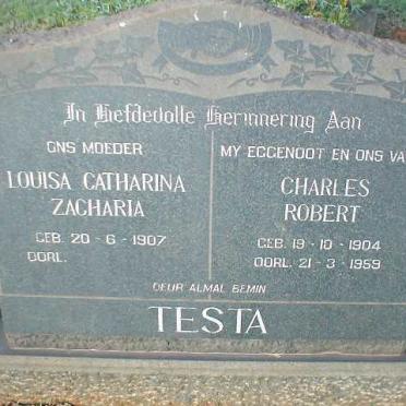 TESTA Charles Robert 1904-1959 &amp; Louisa Catharina Zacharia 1907-