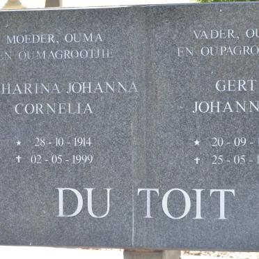 TOIT Gert Johannes, du 1907-1996 &amp; Catharina Johanna Cornelia 1914-1999