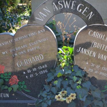 VUUREN Carolina Hendrika, Jansen van nee BUITENDAG 1921-2009 :: VAN ASWEGEN Gerhard 1948-1996