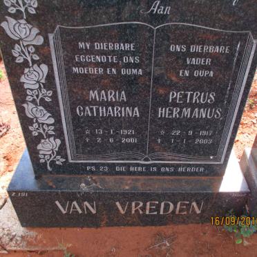 VREDEN Petrus Hermanus, van 1917-2003 &amp; Maria Catharina 1921-2001
